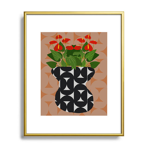 Coco de Paris Green plant retro style 7 Metal Framed Art Print