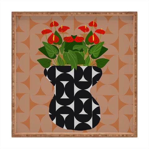 Coco de Paris Green plant retro style 7 Square Tray