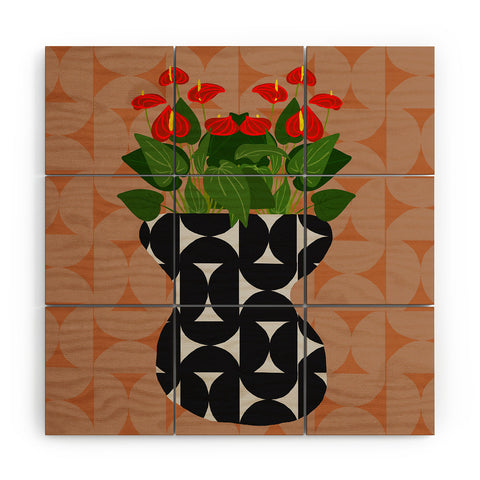 Coco de Paris Green plant retro style 7 Wood Wall Mural