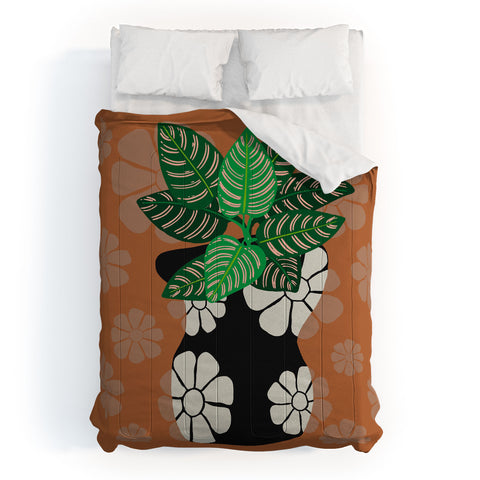 Coco de Paris Green plant retro style 8 Comforter