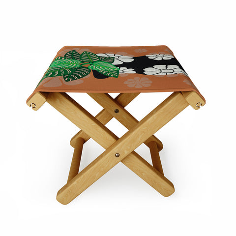 Coco de Paris Green plant retro style 8 Folding Stool