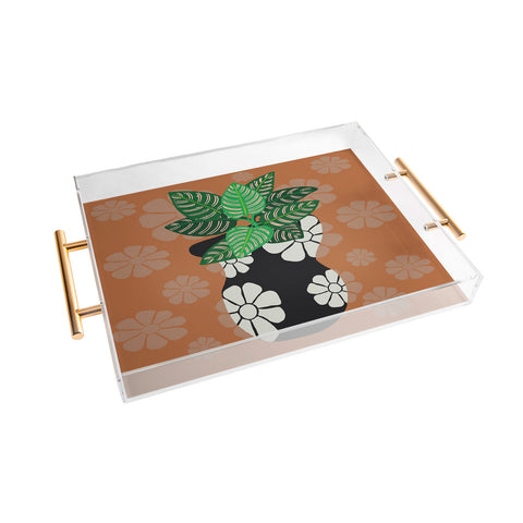 Coco de Paris Green plant retro style 8 Acrylic Tray