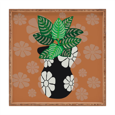 Coco de Paris Green plant retro style 8 Square Tray