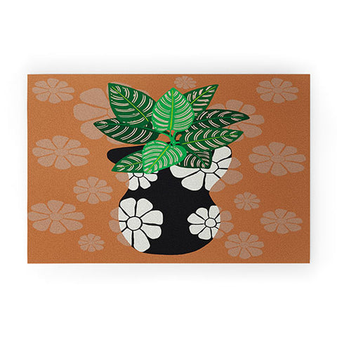 Coco de Paris Green plant retro style 8 Welcome Mat