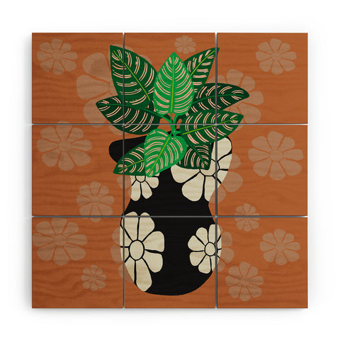 Coco de Paris Green plant retro style 8 Wood Wall Mural