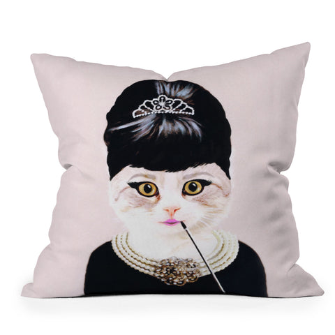 Coco de Paris Hepburn Cat Outdoor Throw Pillow