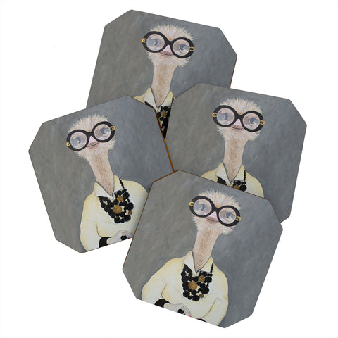 Coco de Paris Iris Apfel Ostrich Coaster Set