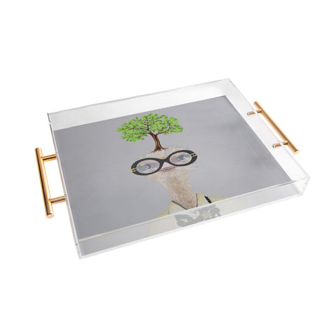 Coco de Paris Iris Apfel ostrich with a tree Acrylic Tray
