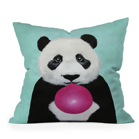 Coco de Paris Panda blowing bubblegum Outdoor Throw Pillow
