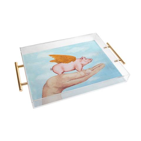 Coco de Paris Pig with Golden wings Acrylic Tray