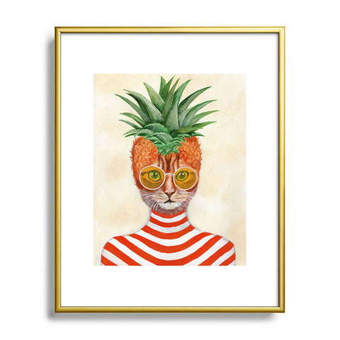 Coco de Paris Pineapple Cat Metal Framed Art Print