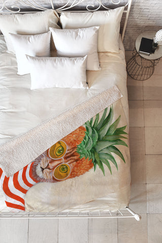 Coco de Paris Pineapple Cat Fleece Throw Blanket