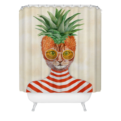 Coco de Paris Pineapple Cat Shower Curtain