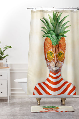 Coco de Paris Pineapple Cat Shower Curtain And Mat