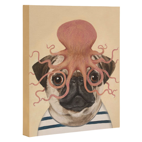 Coco de Paris Pug with octopus Art Canvas