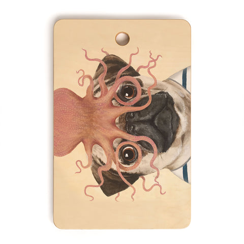 Coco de Paris Pug with octopus Cutting Board Rectangle