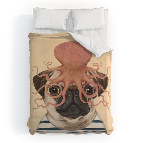 Coco de Paris Pug with octopus Duvet Cover