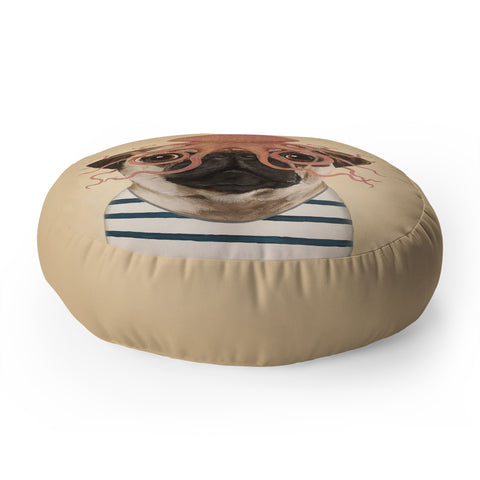 Coco de Paris Pug with octopus Floor Pillow Round