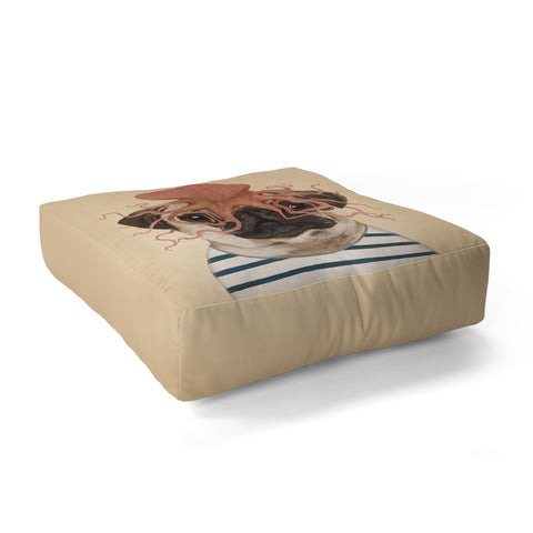 Coco de Paris Pug with octopus Floor Pillow Square