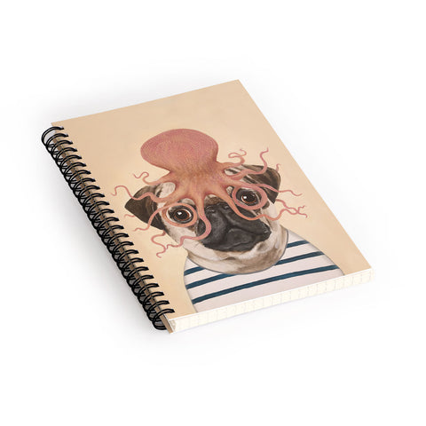 Coco de Paris Pug with octopus Spiral Notebook