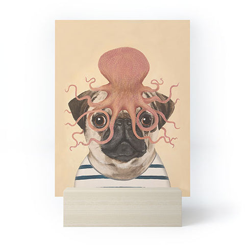 Coco de Paris Pug with octopus Mini Art Print