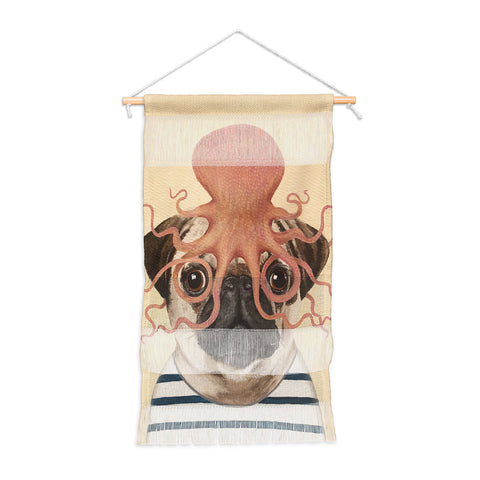 Coco de Paris Pug with octopus Wall Hanging Portrait