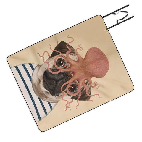 Coco de Paris Pug with octopus Picnic Blanket