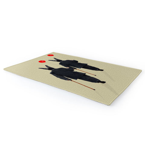Coco de Paris Rabbits walking with balloons Area Rug