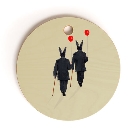Coco de Paris Rabbits walking with balloons Cutting Board Round