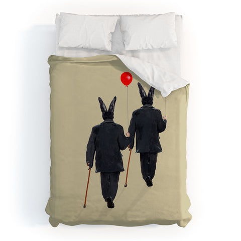 Coco de Paris Rabbits walking with balloons Duvet Cover