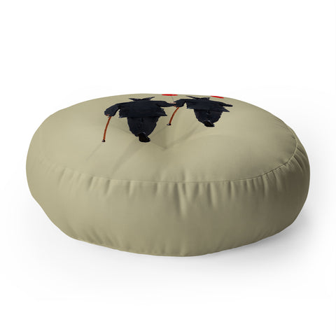 Coco de Paris Rabbits walking with balloons Floor Pillow Round