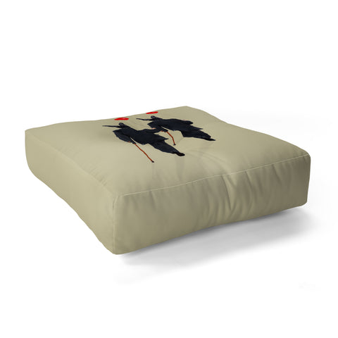 Coco de Paris Rabbits walking with balloons Floor Pillow Square