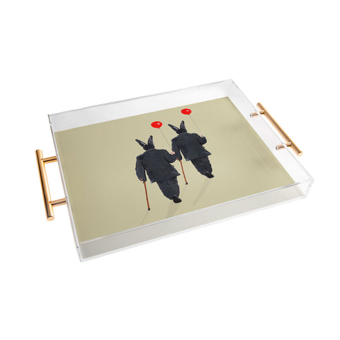 Coco de Paris Rabbits walking with balloons Acrylic Tray