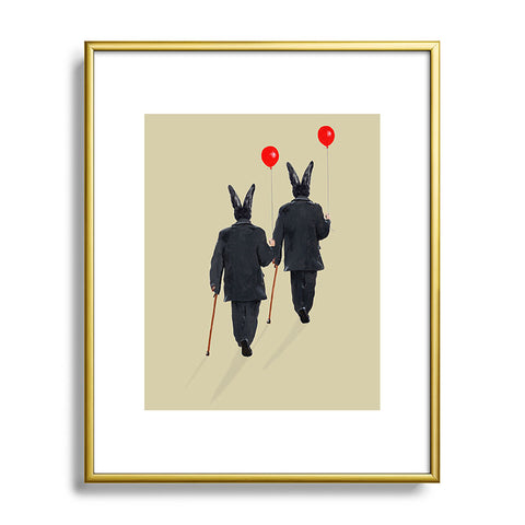 Coco de Paris Rabbits walking with balloons Metal Framed Art Print