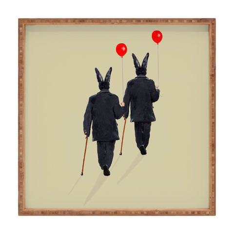 Coco de Paris Rabbits walking with balloons Square Tray