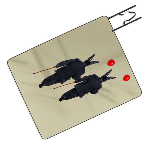 Coco de Paris Rabbits walking with balloons Picnic Blanket