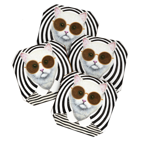 Coco de Paris Stripy Cat Coaster Set
