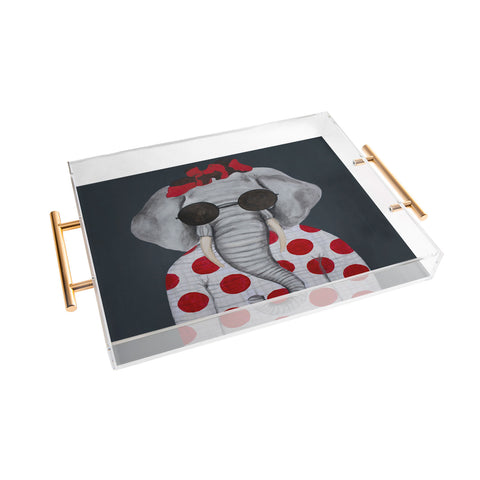 Coco de Paris Vintage elephant woman Acrylic Tray