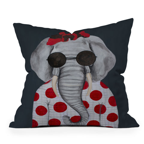 Coco de Paris Vintage elephant woman Outdoor Throw Pillow