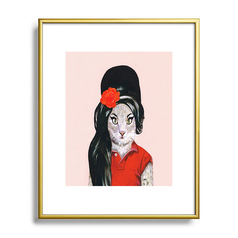 Coco de Paris Winehouse Cat Metal Framed Art Print