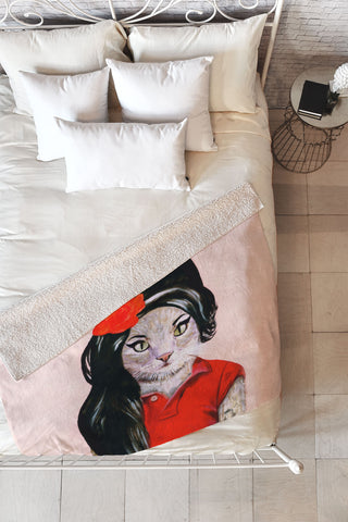 Coco de Paris Winehouse Cat Fleece Throw Blanket