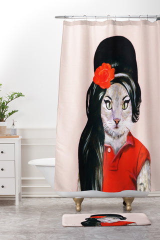 Coco de Paris Winehouse Cat Shower Curtain And Mat