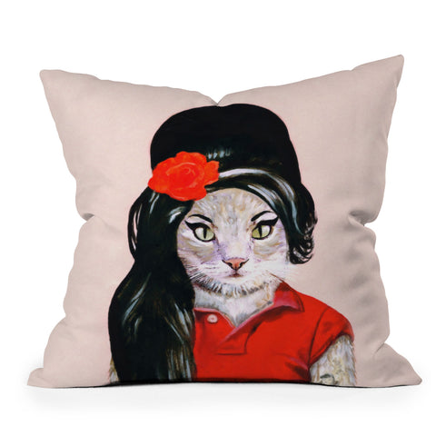 Coco de Paris Winehouse Cat Outdoor Throw Pillow