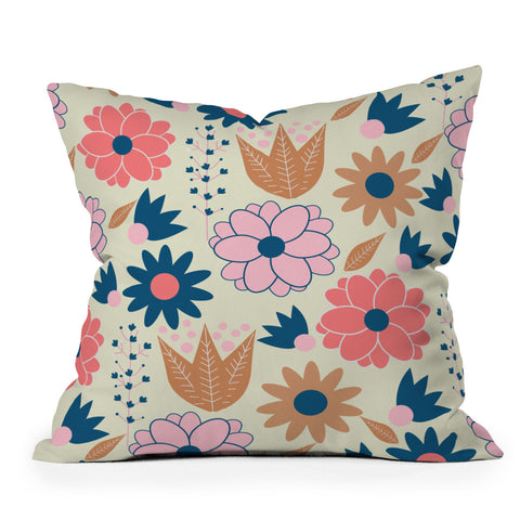 CocoDes Happy Spring Flowers Outdoor Throw Pillow