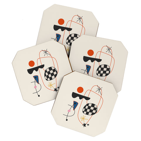Cocoon Design Abstract Eclectic Colorful Coaster Set