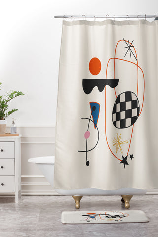 Cocoon Design Abstract Eclectic Colorful Shower Curtain And Mat