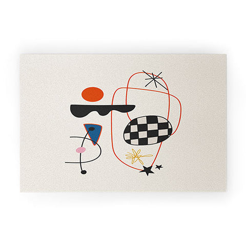 Cocoon Design Abstract Eclectic Colorful Welcome Mat