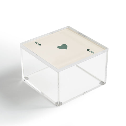 Cocoon Design Ace of Hearts Playing Card Sage Acrylic Box