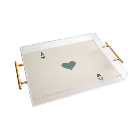 Cocoon Design Ace of Hearts Playing Card Sage Acrylic Tray