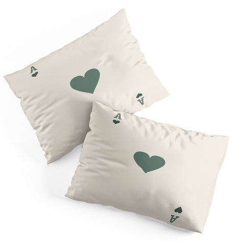 Cocoon Design Ace of Hearts Playing Card Sage Pillow Shams